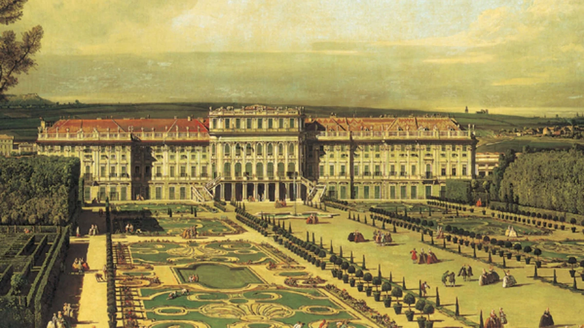 Schönbrunn Palace in the 18th century, showcasing the Baroque landscape