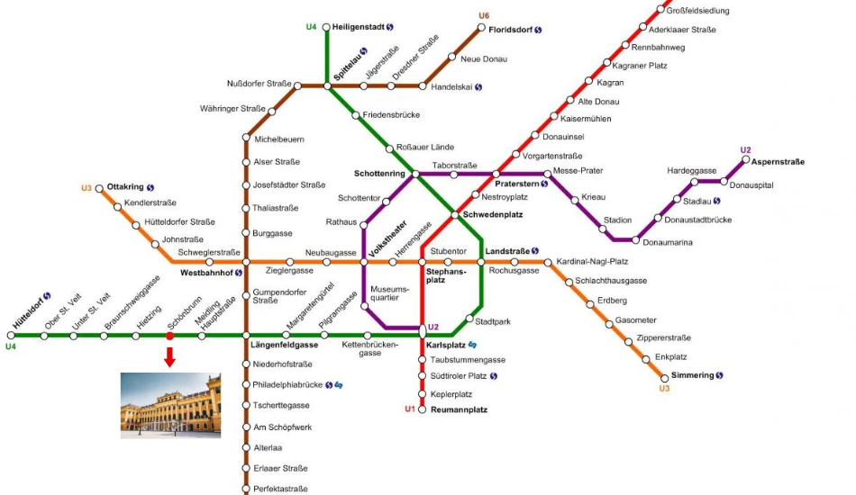 Metro Map Vienna  - Schonbrunn Palace