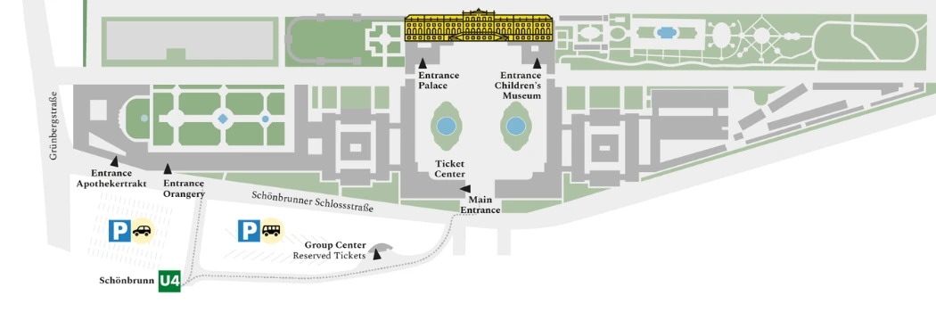A detailed layout of Schonbrunn Palace entrance. 